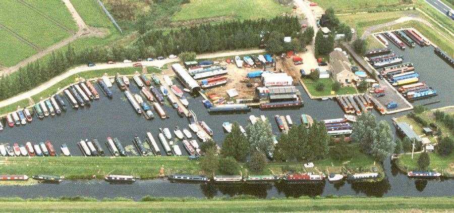 An aerial view of Fox's marina in March. (54257544)