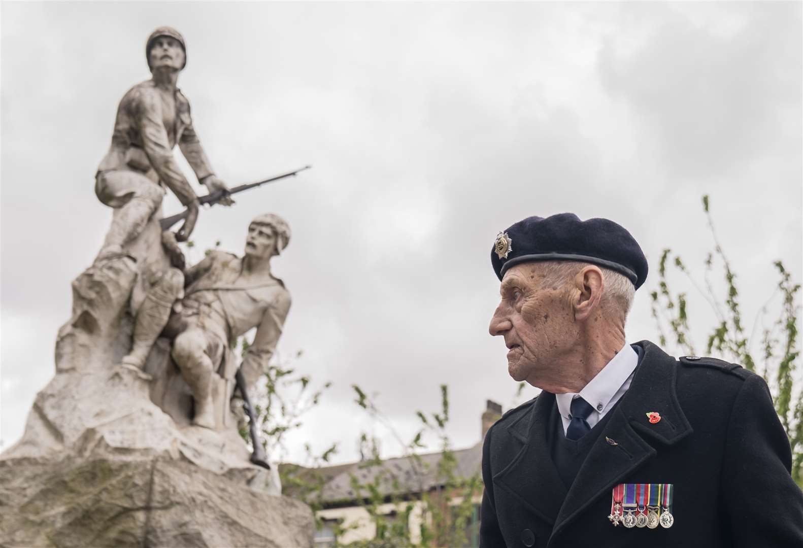 A veteran at the Cenotaph on Paragon Square in Hull, at a memorial event hosted by the Royal British Legion (Danny Lawson/PA)