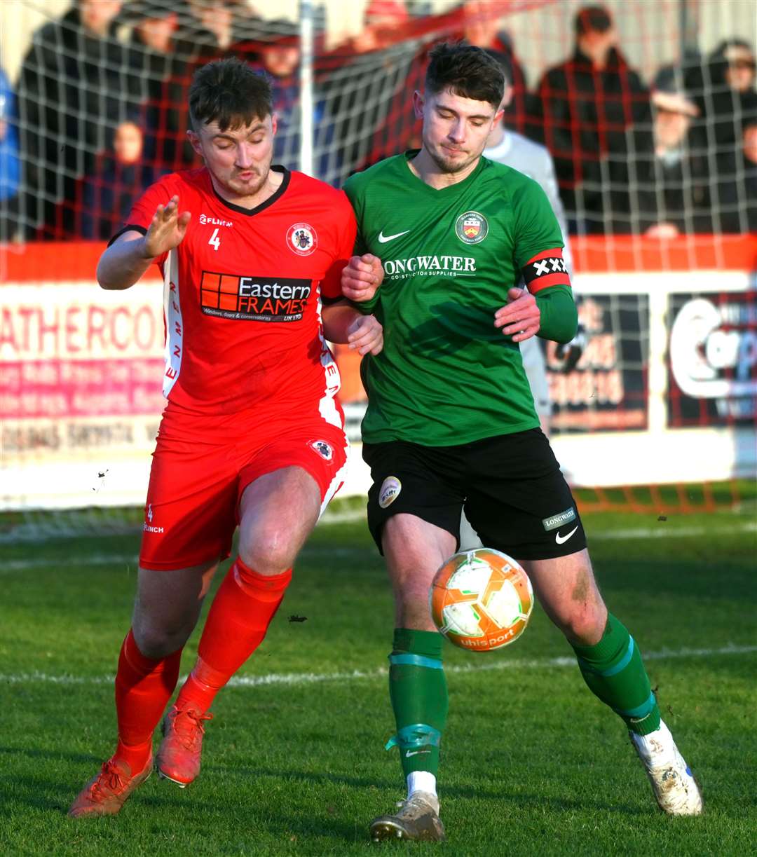 Max Mattless battles for possession
