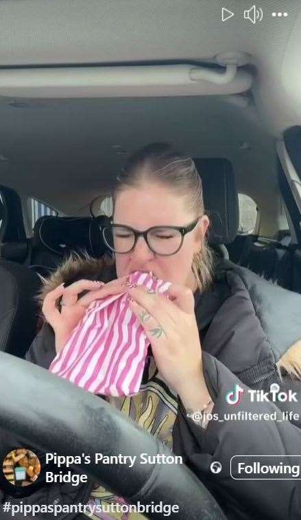Jo Rand tucks into a tasty Brownie. PHOTO: TikTok