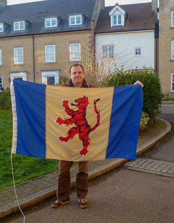 James Bowman with his Fenland flag. (9084116)