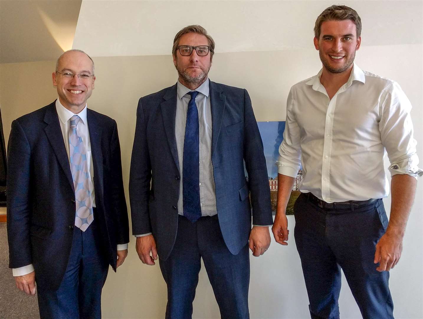 James Palmer with, left, Jonathan Denby, Head of Corporate Affairs, Abellio Greater Anglia, and, right, George Robinson, Head of Policy and Communications, Abellio Greater Anglia. (2572003)