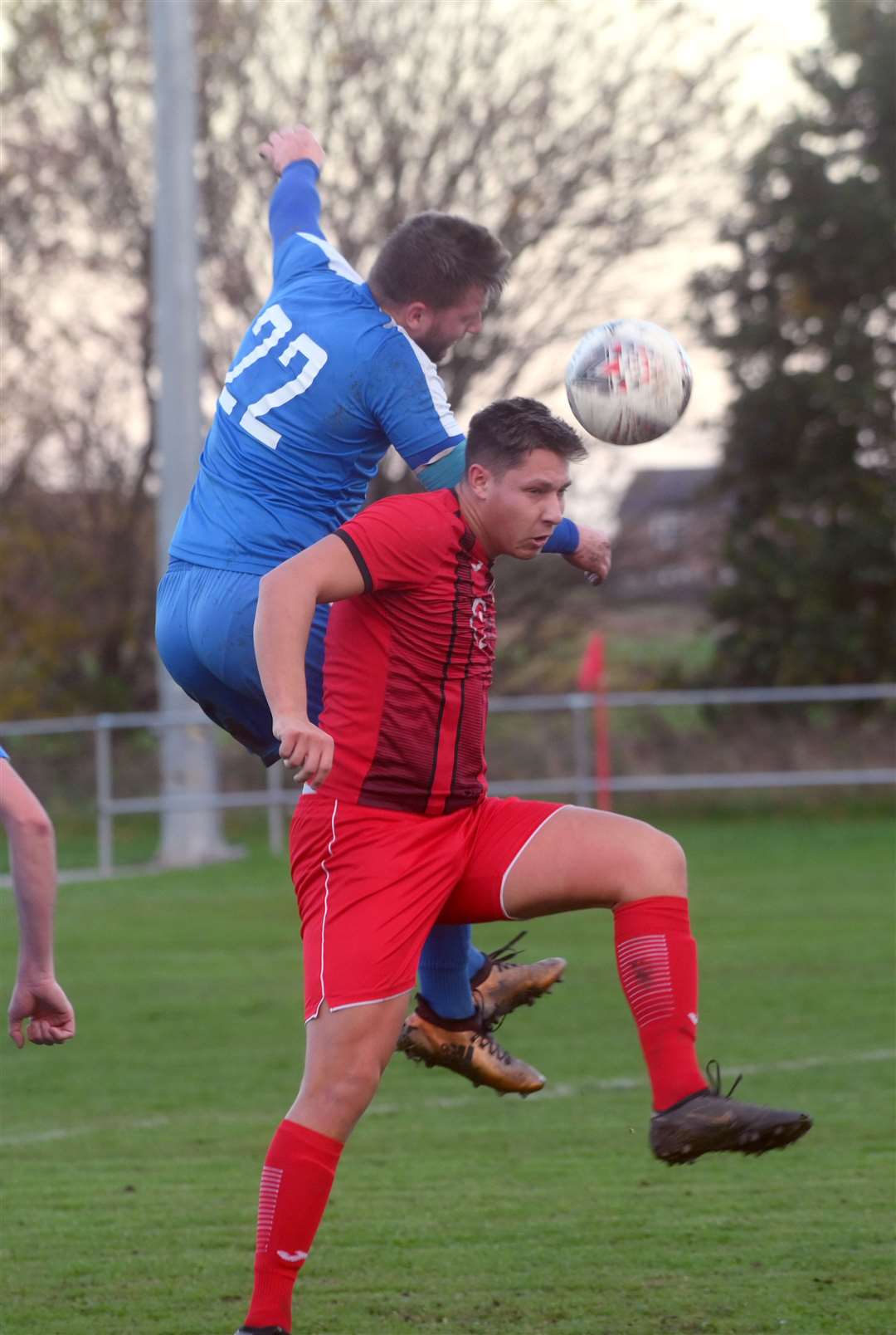 Kyial West goes for a header