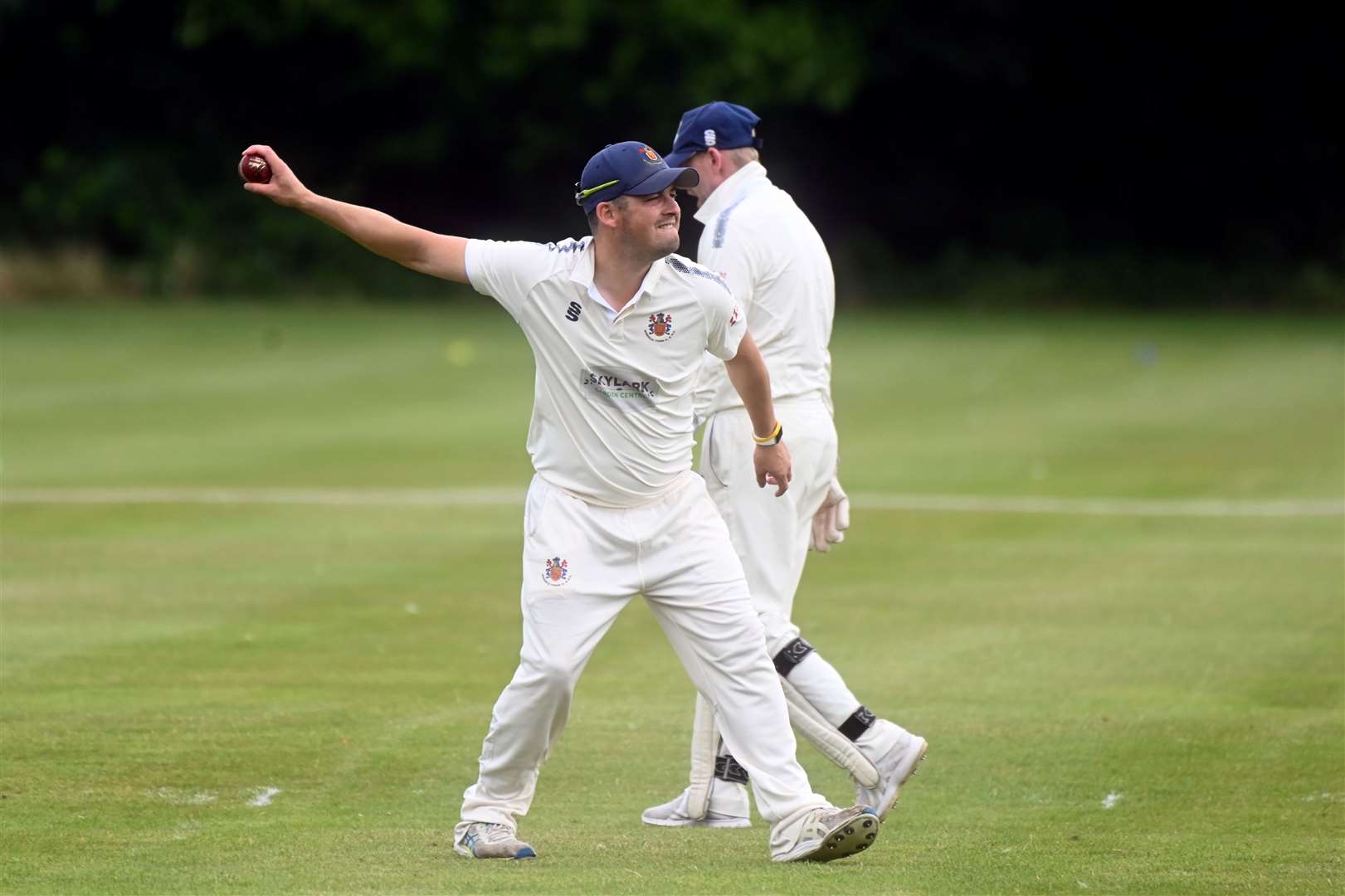 Captain James Williams fielding for Wisbech against Sudbury