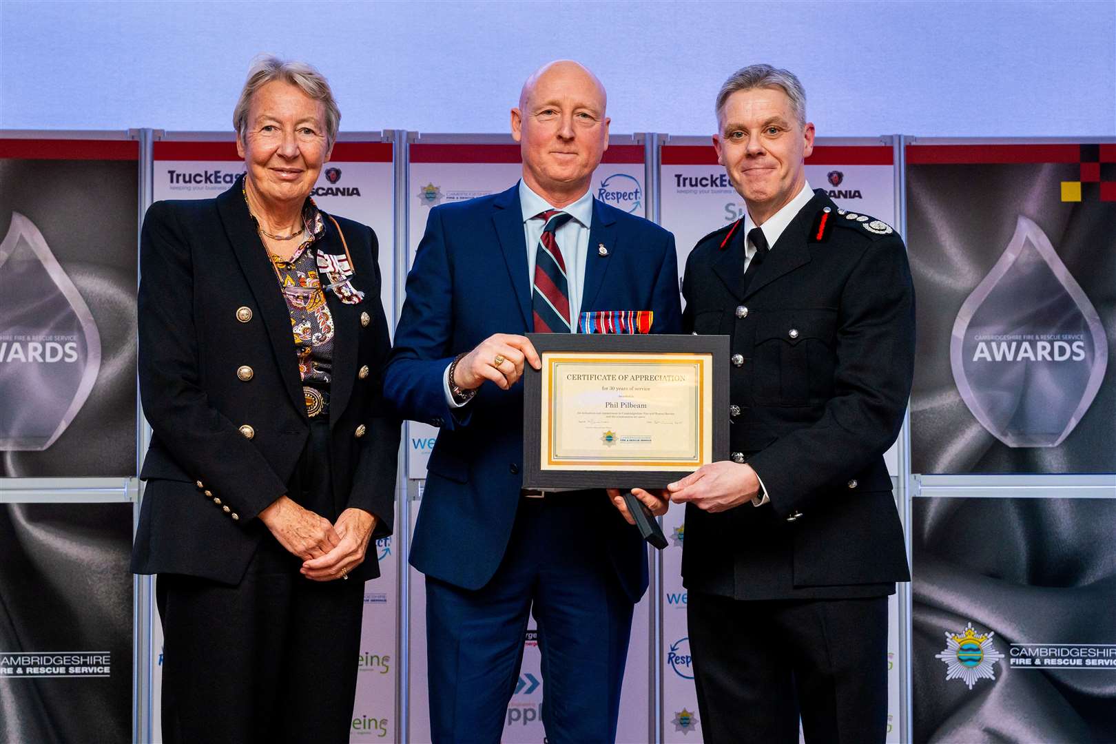 Certificate of Appreciation awarded to Phil Pilbeam - Wisbech Fire Station
