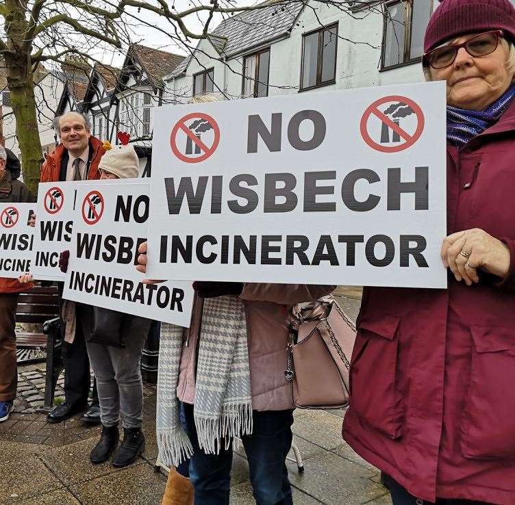 Protestors had anti-incinerator placards at this afternoon's rally. (29370450)