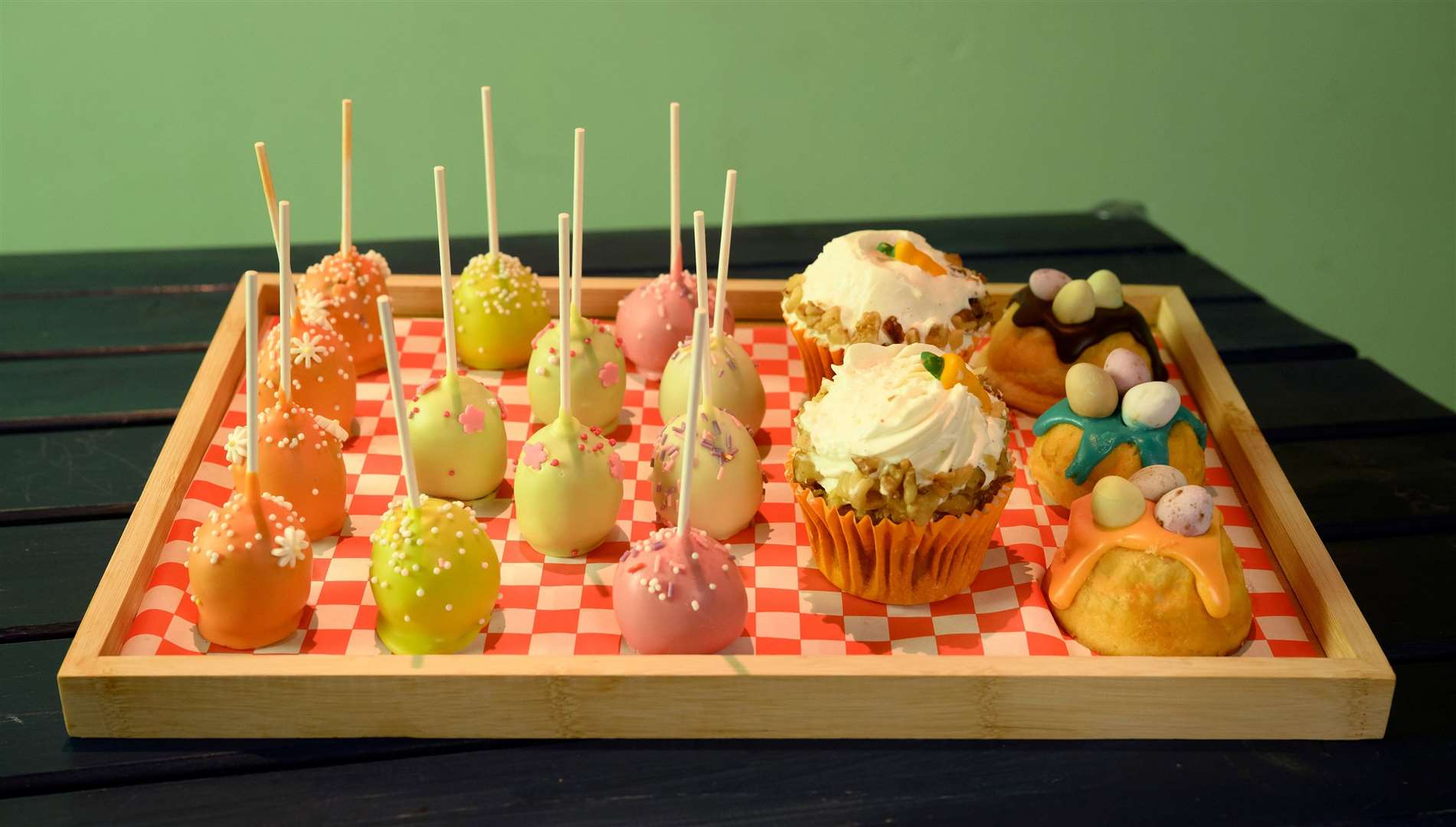 Tuck into tasty treats like cake pops and cupcakes