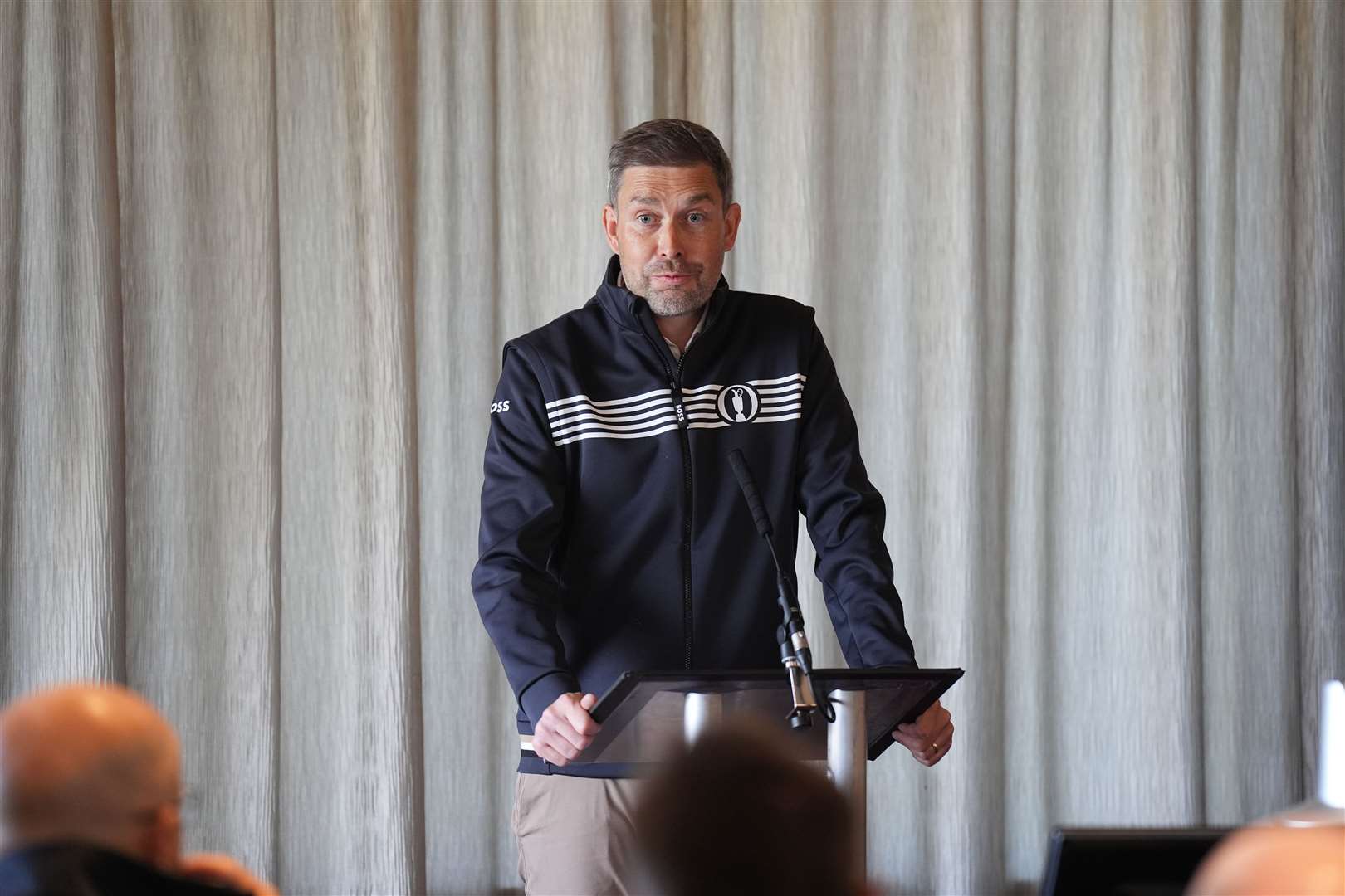 Chief executive of the R&A Mark Darbon speaks to the media at Royal Portrush Golf Club (Niall Carson/PA)