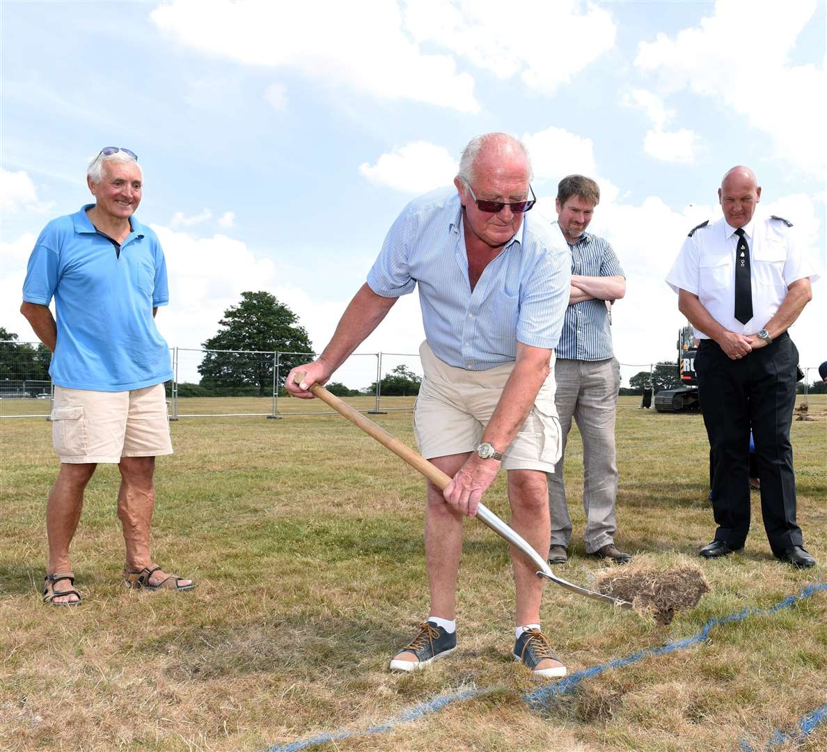 Cutting of the First Sod at Estover Playing Field in March ..LtoR, Chris Hodson, Kit Owen, Martin Field, Nigel Harris. (3093525)