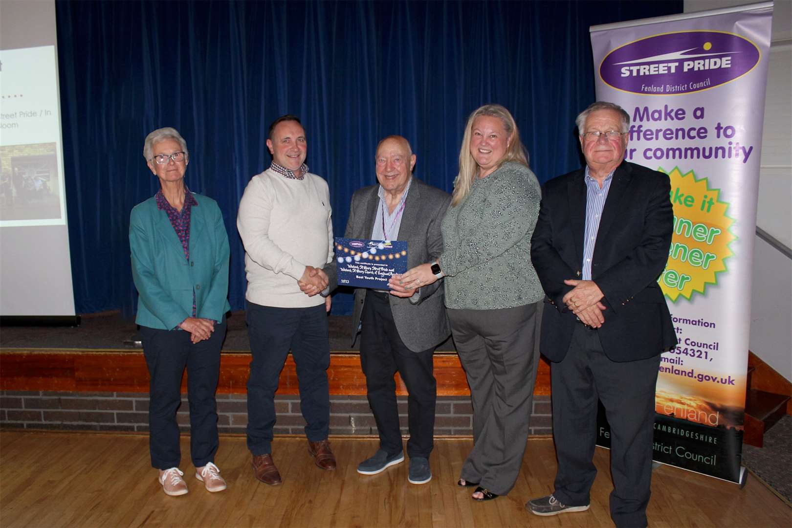 Members of Wis St Mary Street Pride & Wis St Mary Church of England Academy, award for Best Youth Project
