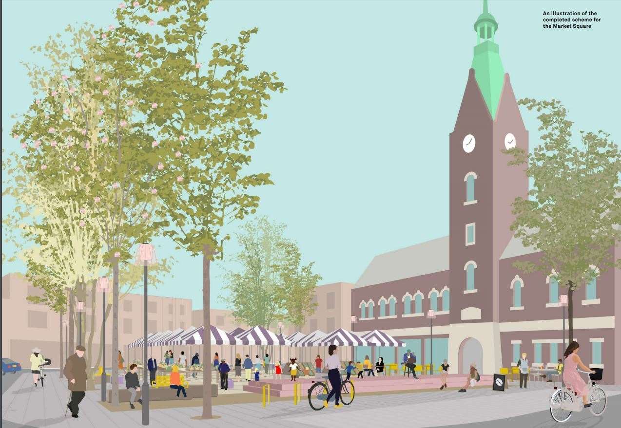 An artist's impression of the finished Market Place scheme. (34845154)