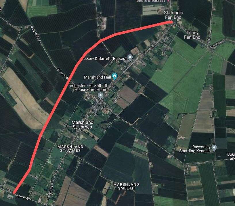 An aerial view of Smeeth Bank. Picture: Google