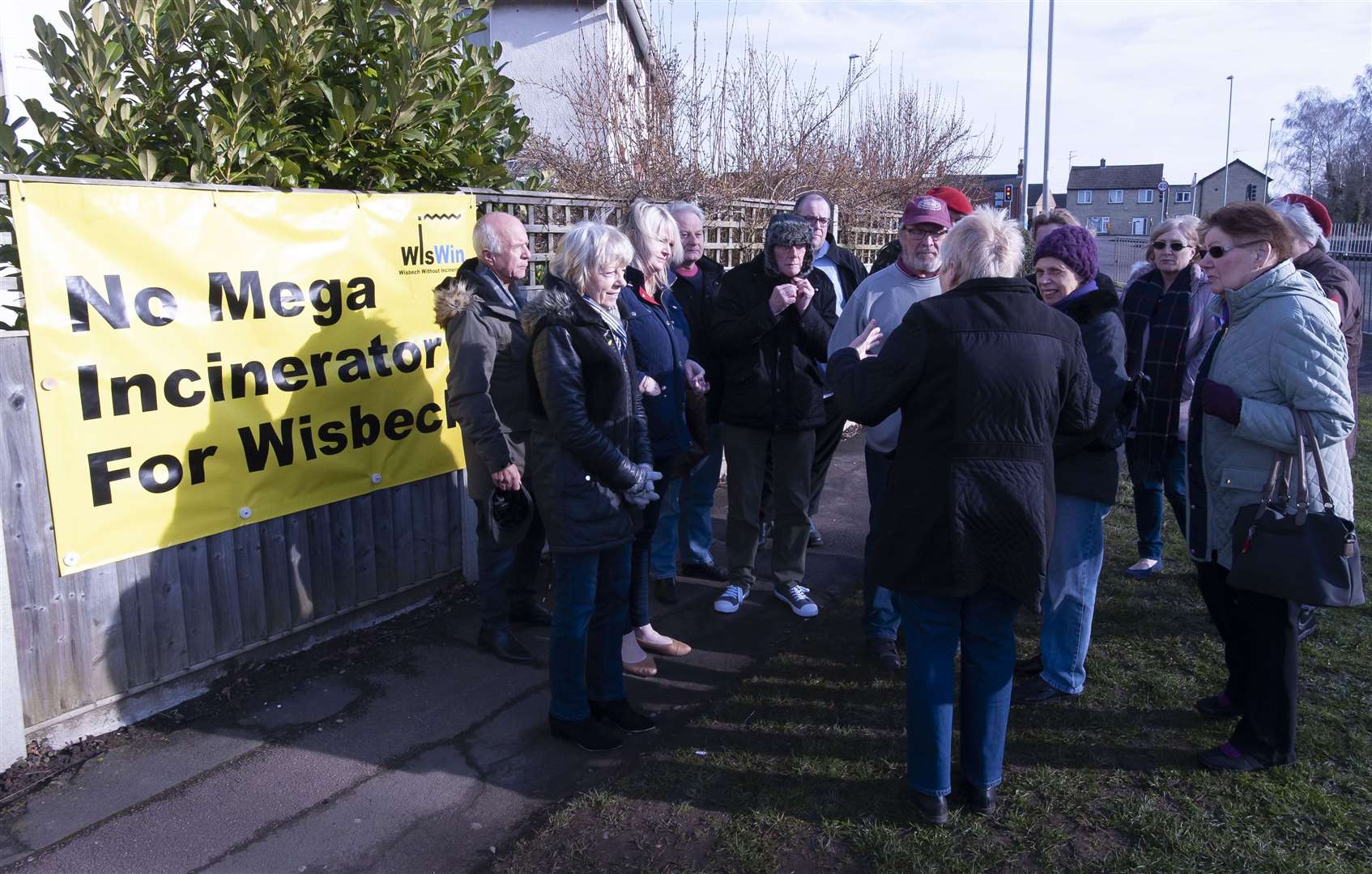 Weasenham Lane Wisbech Gathered Wiswin Team With Incinerator Banner against Mega Incinerator. Wisbech.. (29221947)