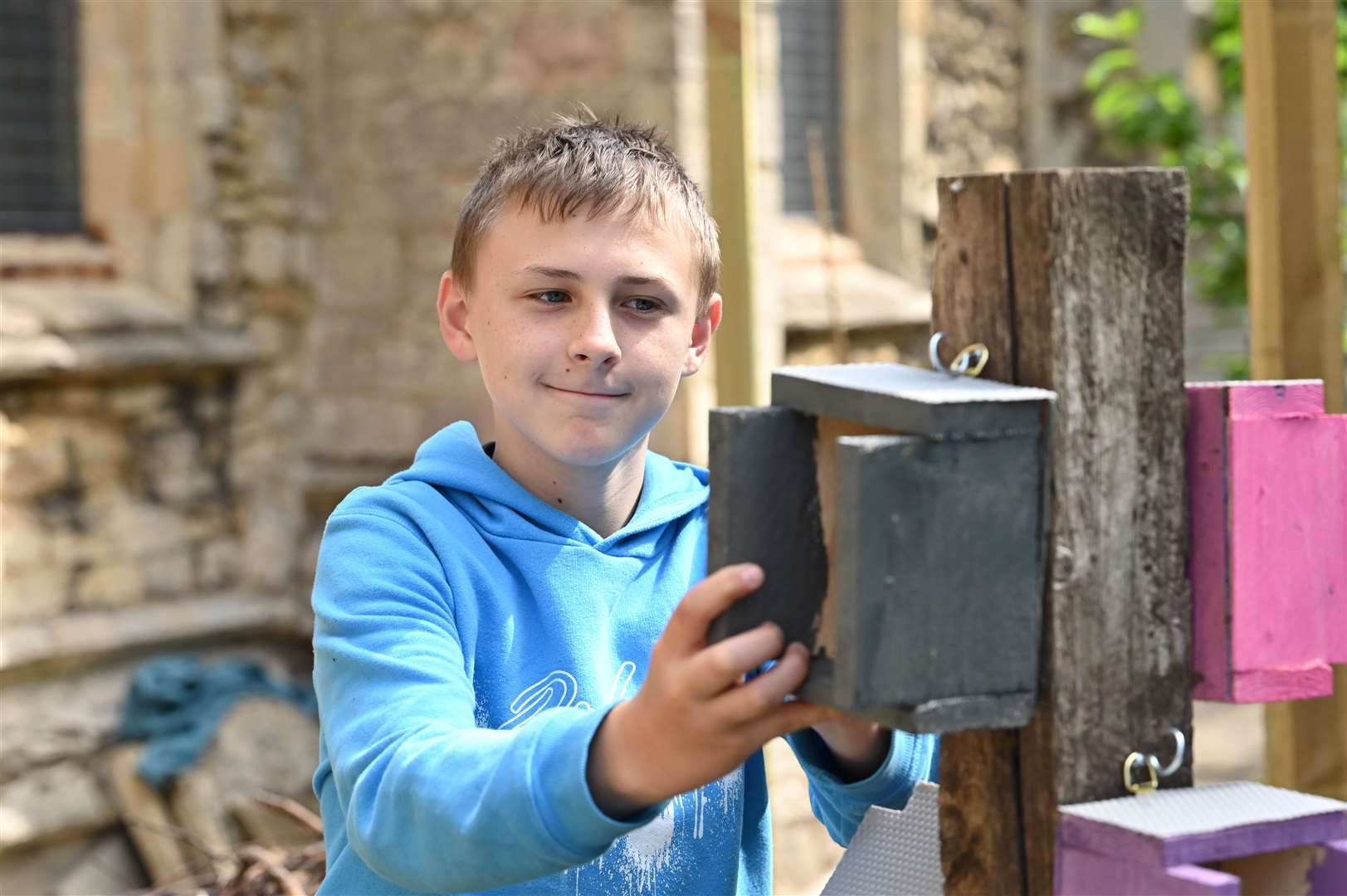 Children got to work in the church gardens.