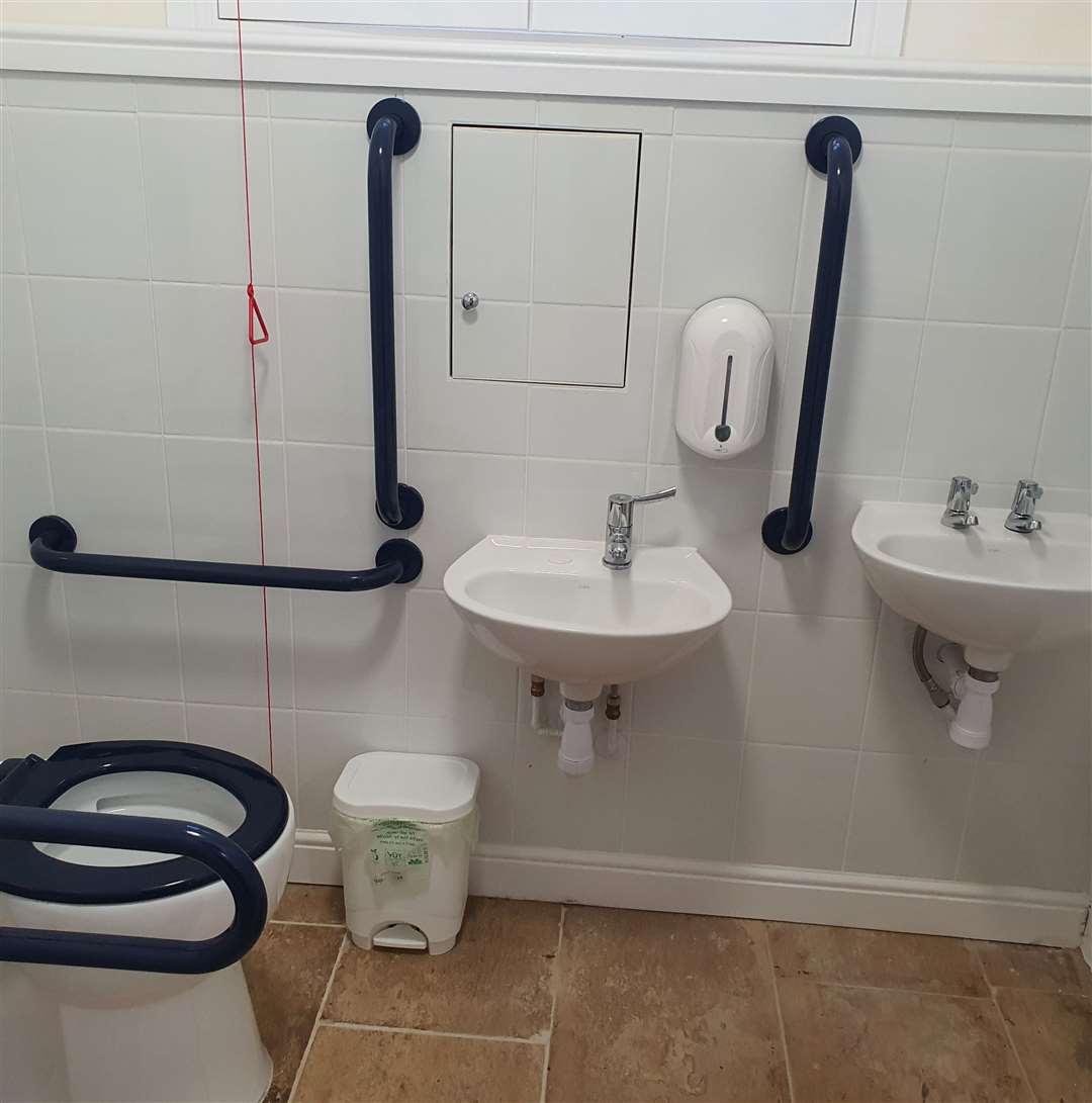 Low sinks and handrails make the facilities easily accessible