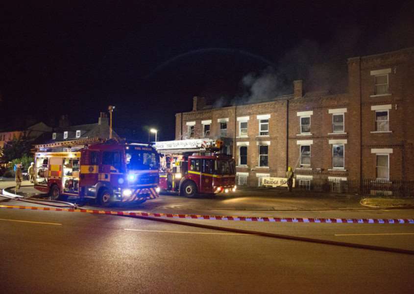 Photographer Mike Barton took this shot of firefighters at the Bridge Hotel.