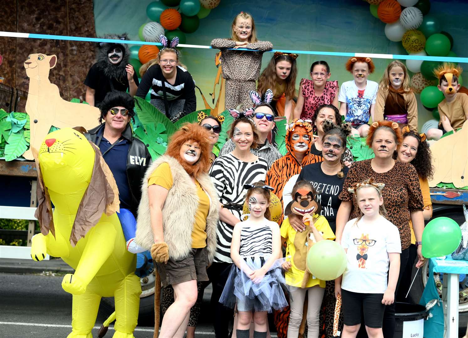 The animal float with lots of animals