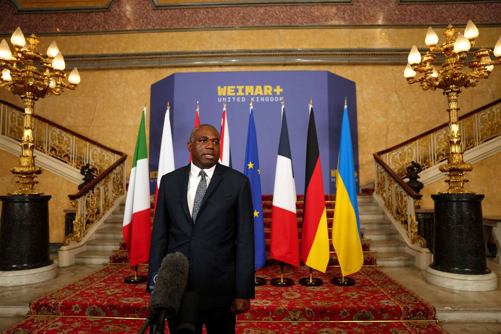 Foreign Secretary David Lammy is expected to announce further sanctions targeting those supporting Moscow (Carlos Jasso/PA)