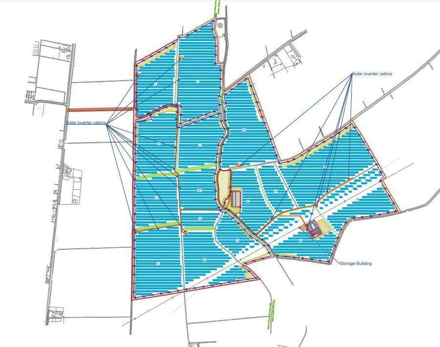 The layout of the Sutton St Edmund solar farm