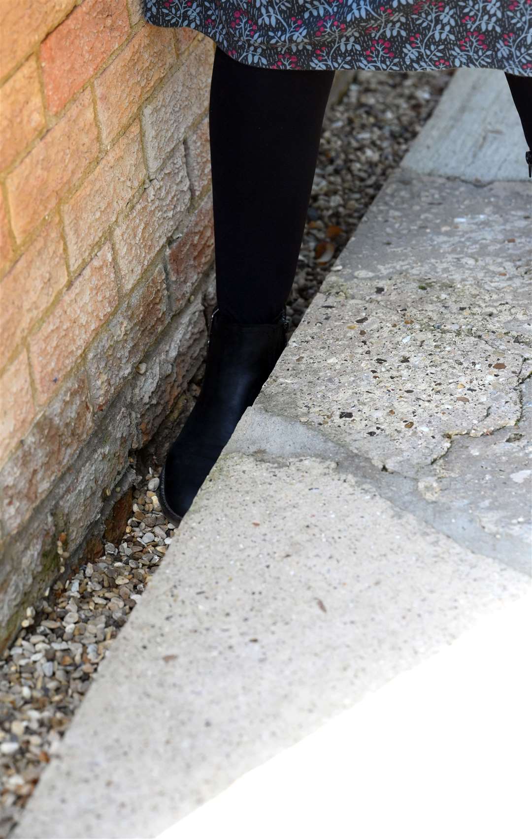 The stones in the gulley of the outbuilding have sunk inches in the past three months.