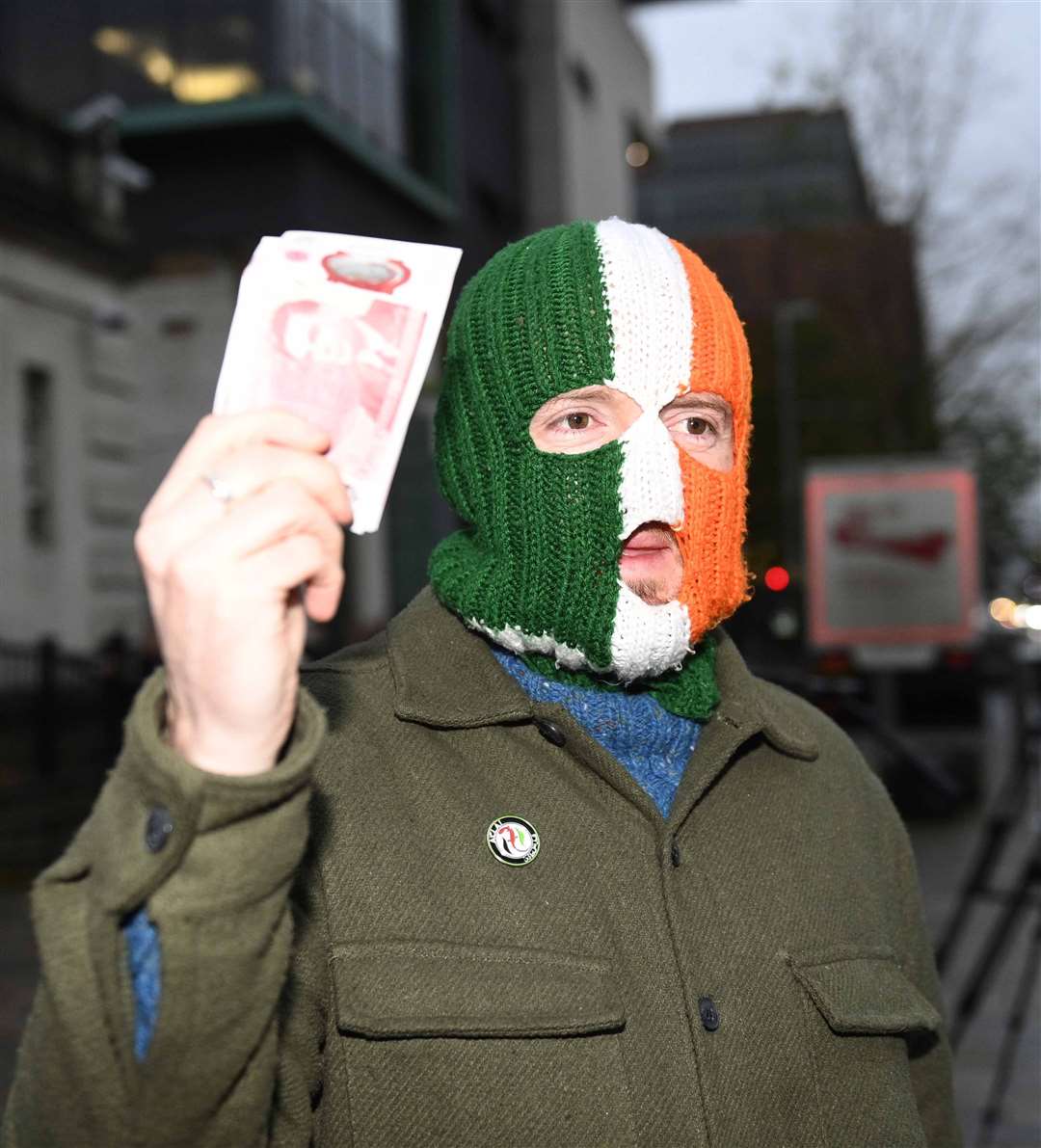 JJ O Dochartaigh, also known as DJ Provai, of Kneecap, outside Belfast High Court after the Irish language rap-trio won its legal challenge over a decision by former business secretary Kemi Badenoch to refuse them a £14,250 funding award (Mark Marlow/PA)