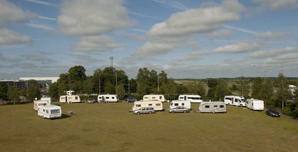 Hardwick Roundabout King's Lynn. Travellers Park on Roundabout. ANL-151006-171908009