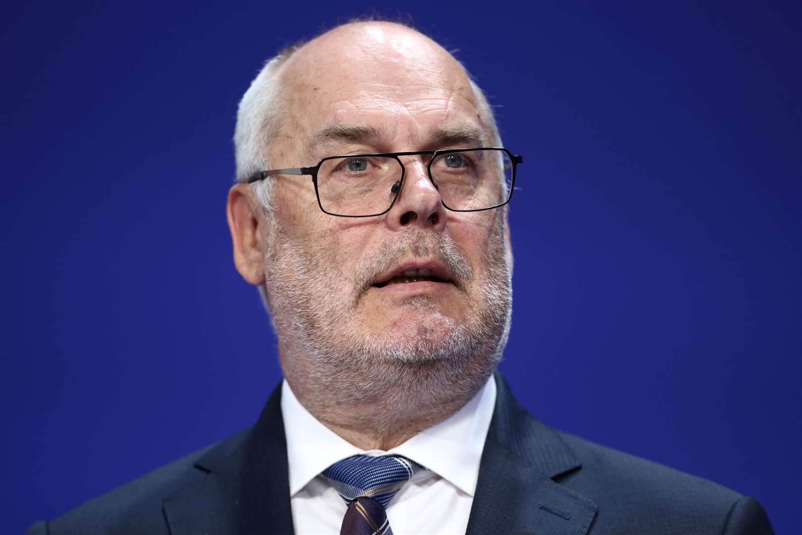Estonian President Alar Karis addresses the opening session on the first day of the Ukraine Recovery Conference last June in London (Henry Nicholls/PA)