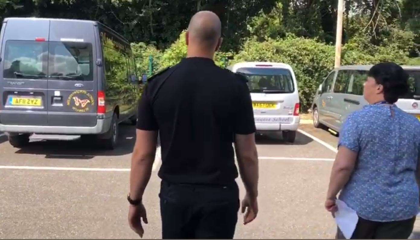 Inspector Ian Lombardo is shown Meadowgate's current fleet of transport by headteacher Michelle Flanz. (39935068)