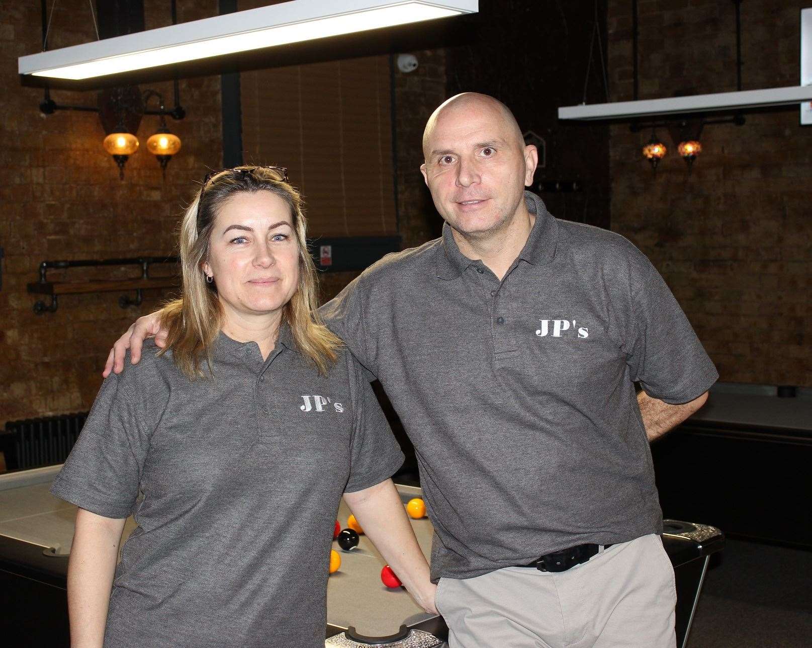 Professional snooker player Joe and his partner Penny Richardson on the opening day