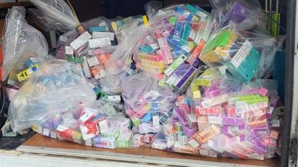Photo of vape products seized in March and Chatteris. Photo: Cambridgeshire County Council.