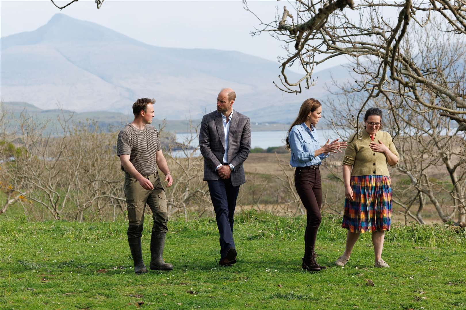 The royal couple also met croft owner Jeanette Lynn and her husband Jack Shaw during their visit (Robert Perry/Daily Mail Scotland/PA)