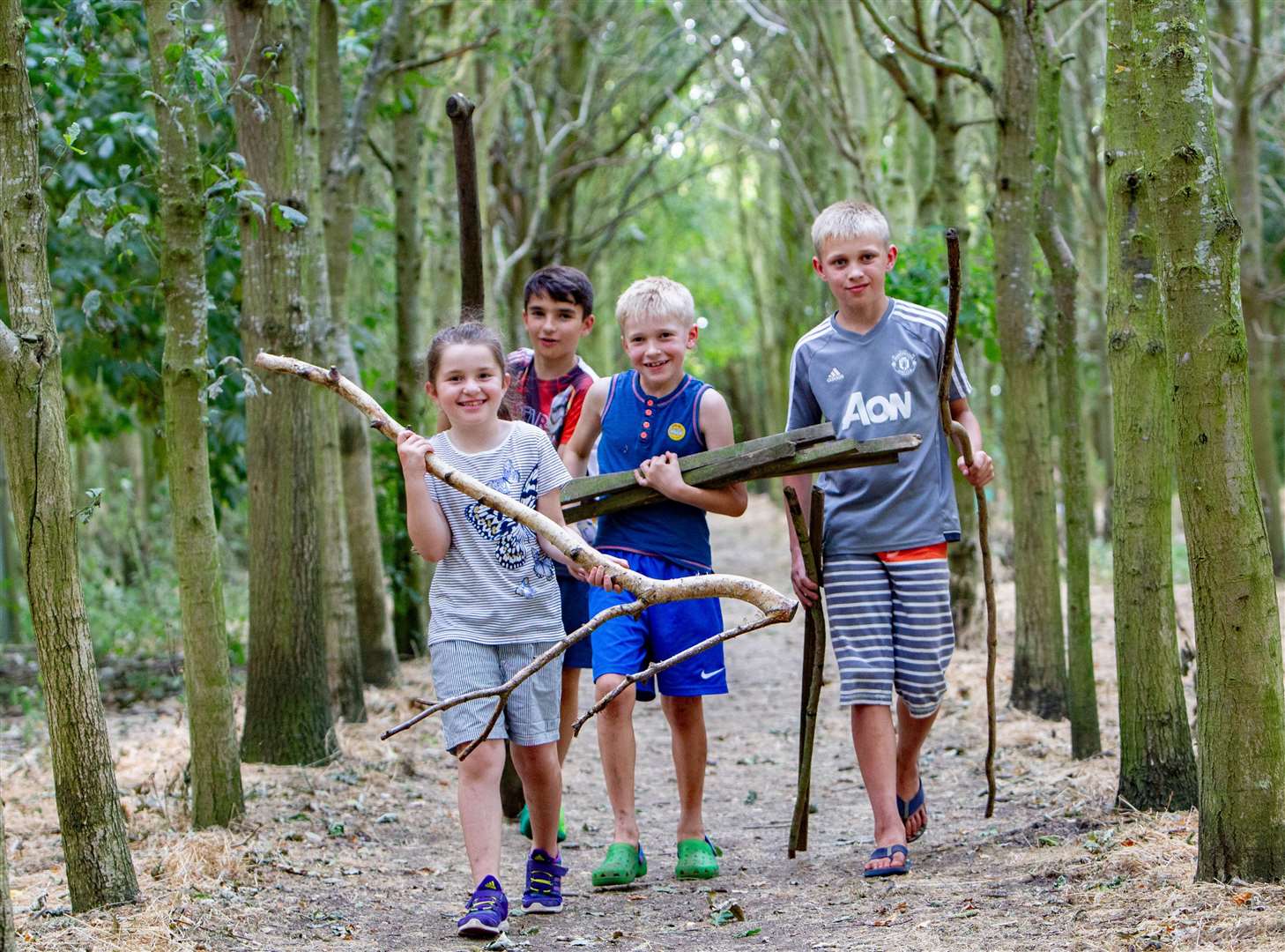 Children enjoying den-building at Skylark. Picture: Terry Harris