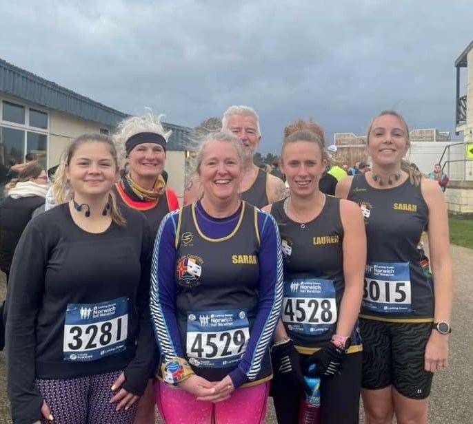 Three Counties Running Club representatives at the Norwich Half Marathon