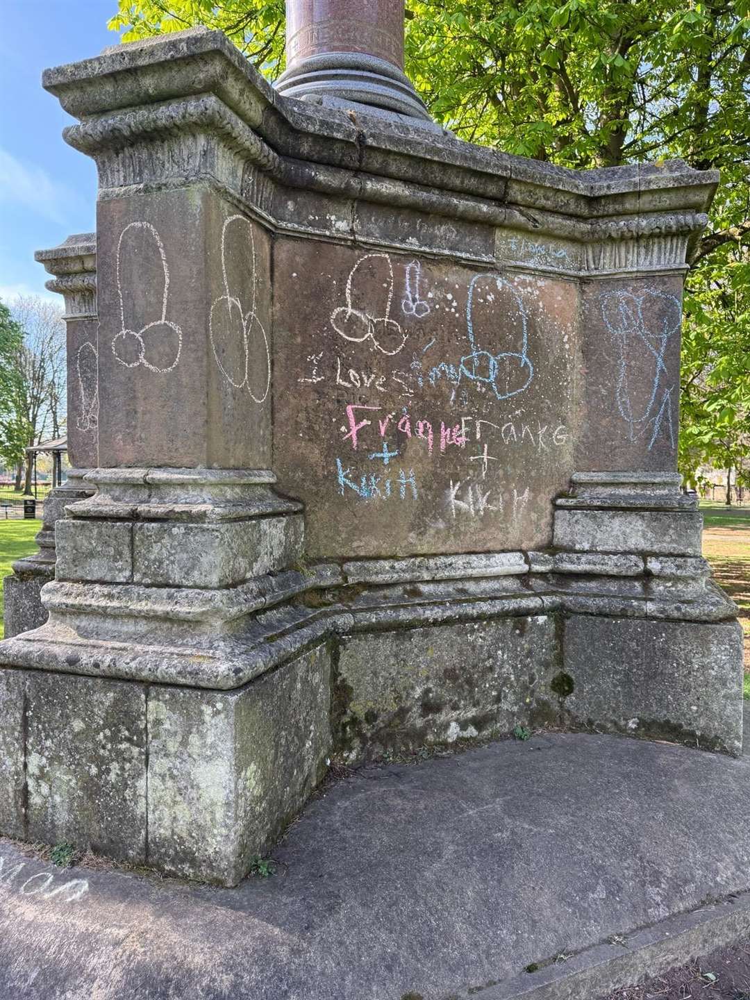 The memorial in Wisbech Park was vandalised