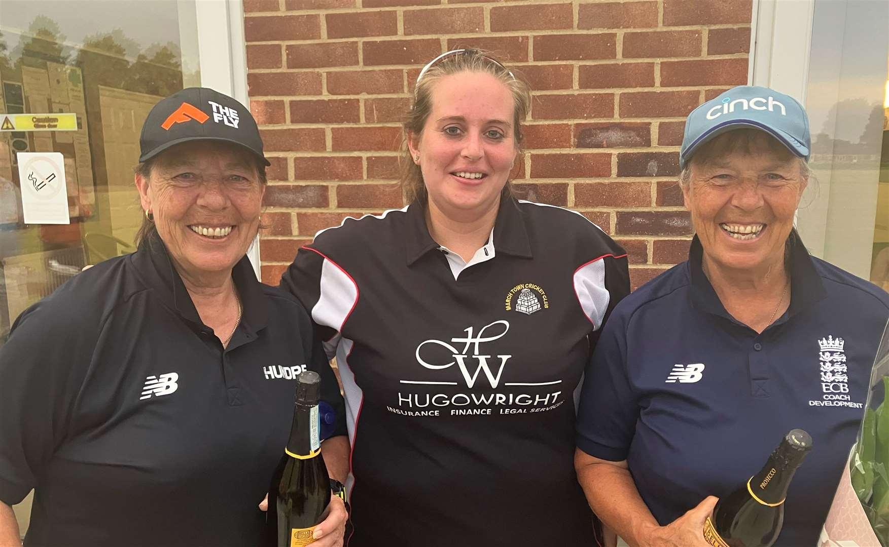Lois with former England players Jane (right with ECB shirt on) and Jill Powell.