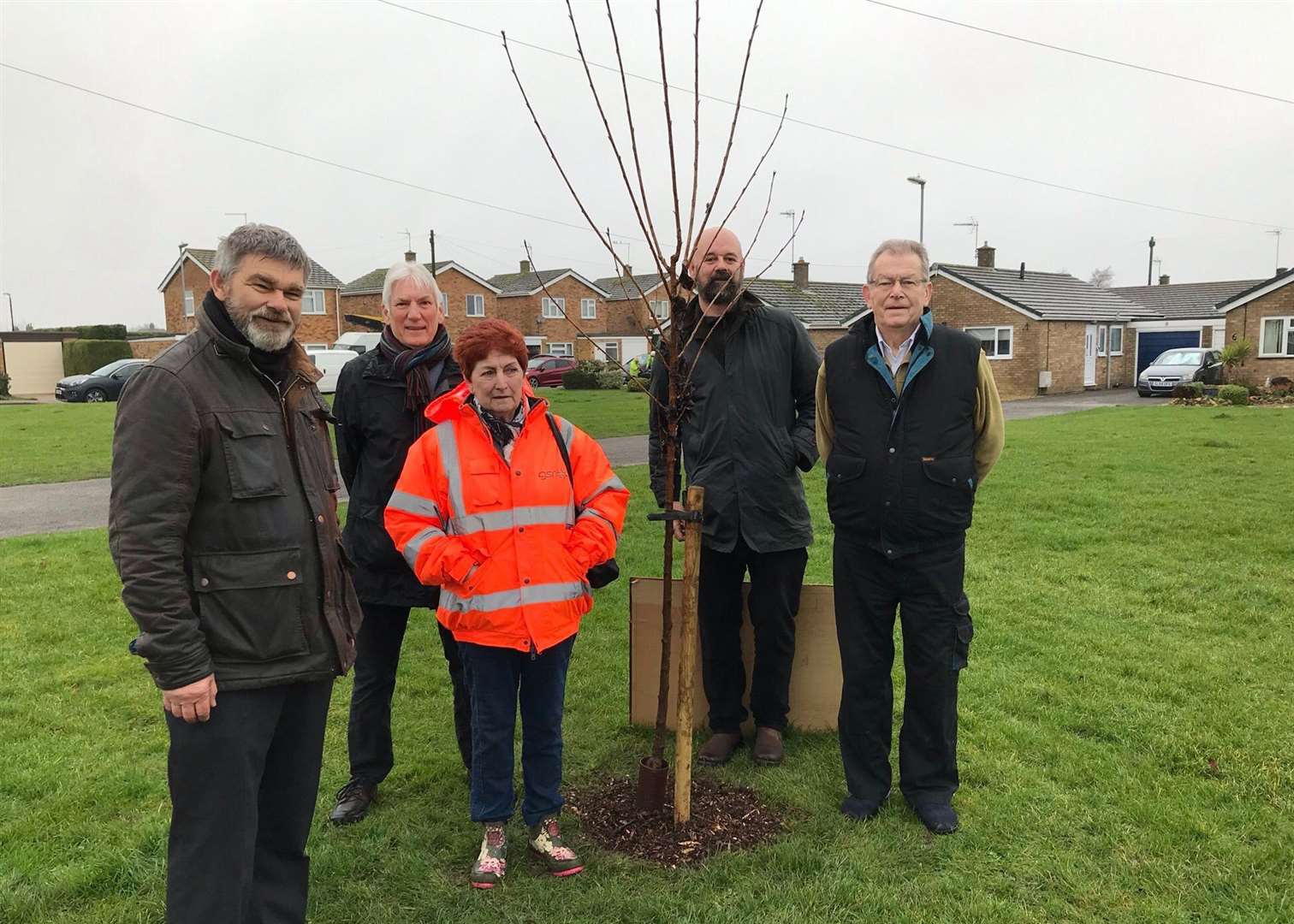 Local councillors help with the planting of a cherry tree in the green area of Sufflok Way in March. (54261216)
