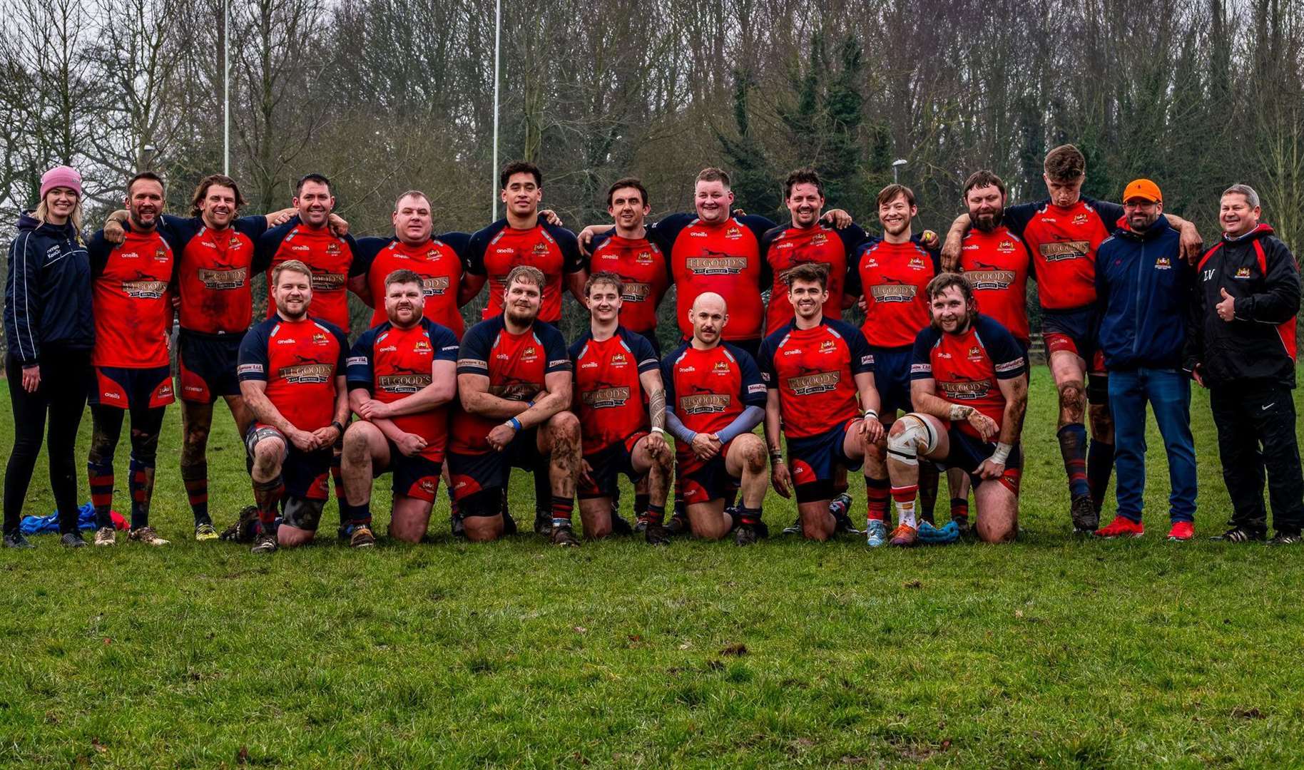 Wisbech face the camera after their emphatic 55-19 win over Fakenham