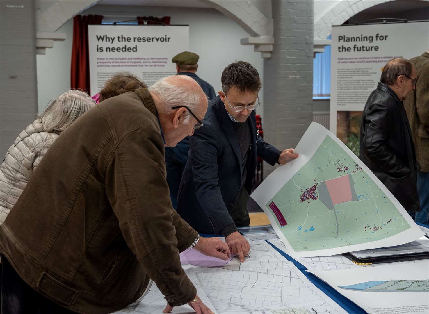 Anglian Water is planning a major reservoir to be built near Chatteris to help beat climate change. People pictured at the public consultation on the project at Manea Village Hall.