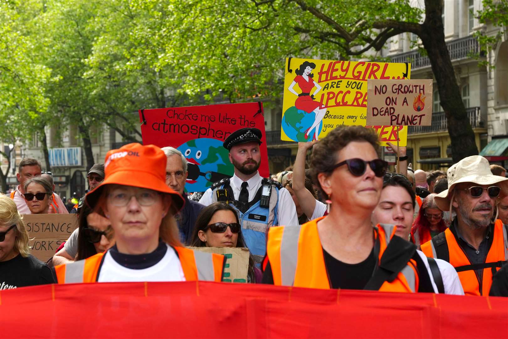 Protesters from Just Stop Oil take part in what it claims will be their last direct action protest in central London (Jeff Moore/PA)