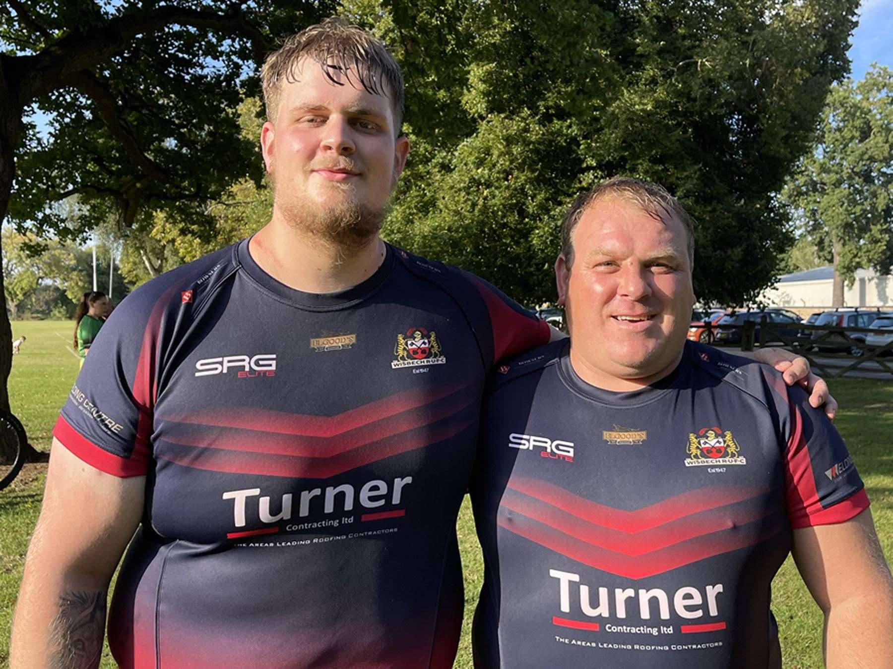 Wisbech try scorers Luke Green and Raimondas Vinksna