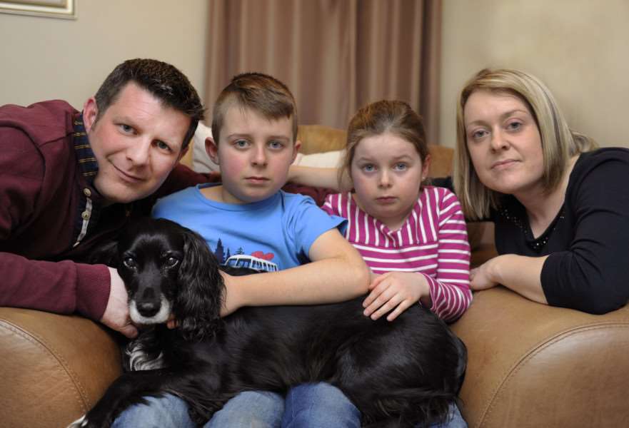 Family Dogs go missing, LtoR, Matkin family, Tim, Jack, Olivia, Emma with poppy ANL-160218-085450009
