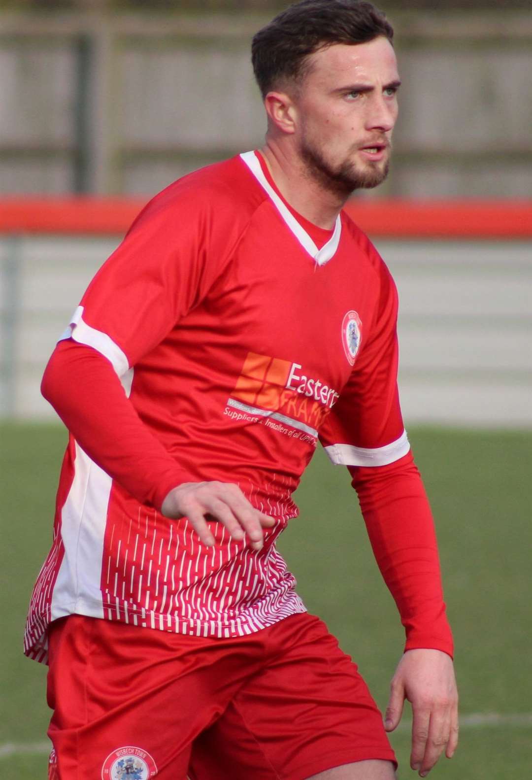 Rob Conyard levelled the scoring for Wisbech Town this afternoon. Picture: Erin Larham