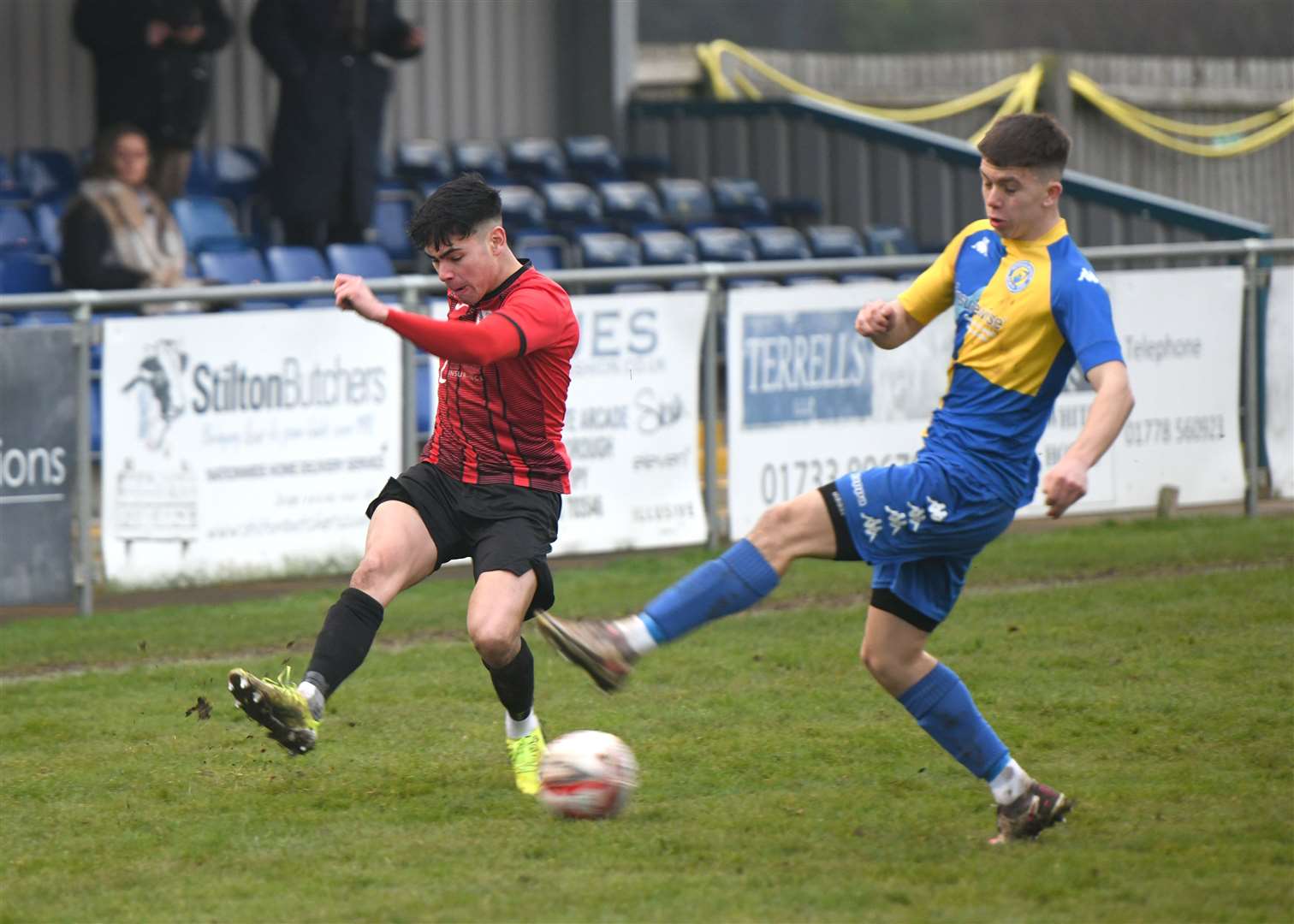 Josh Lewis tries to send in a cross