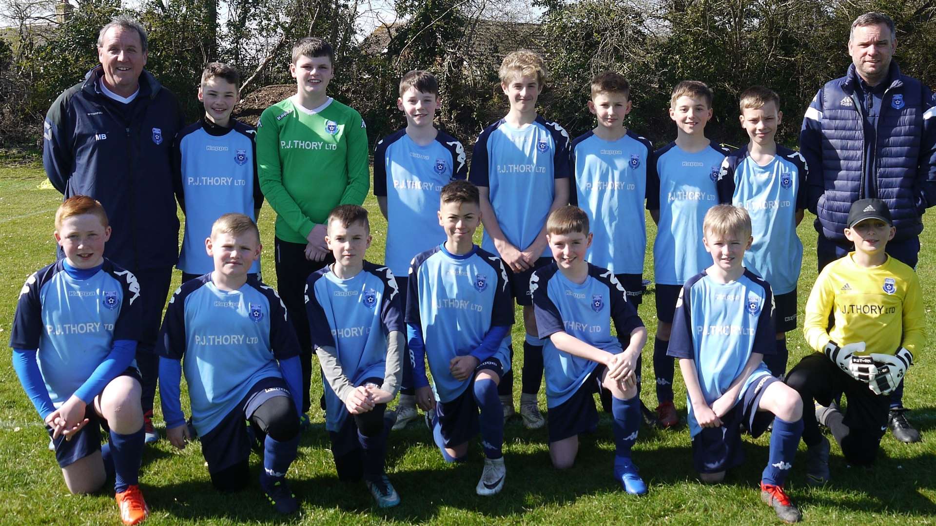 March Park Rangers U12 FC. Back from Left: Jake Singleton, Luke Buckle, Tom Birch, Theodore Willis, Max Arnold, Luther Ball, Joseph Brighty.Front: Will Cooper, Charlie Moore, Stevie Butterworth, Lewis Jarrald, Jack Sears, Max Brighty, Josh Peachey. Coaches: Mark Birch (left), Simon Brighty (right). (8061327)