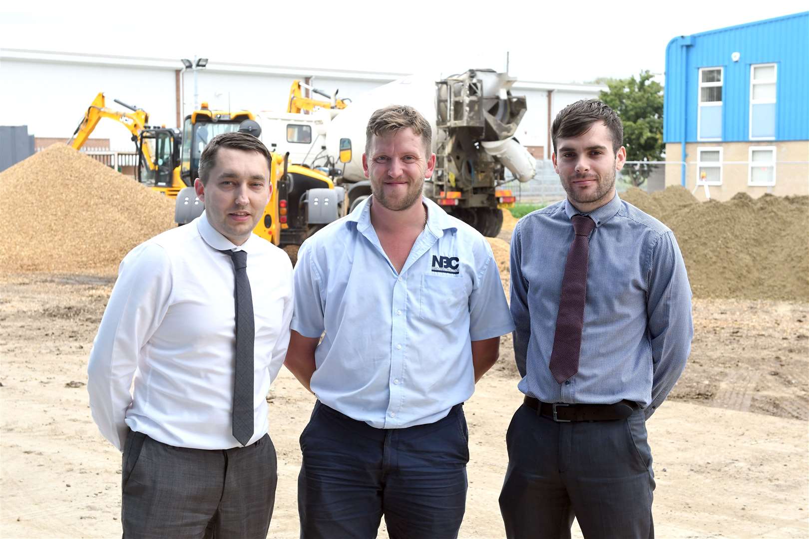 James Warren, TVS Group managing director with Jason Wenn, site manager NBC and Callum Fendley Key account manager, pictured when work started on SB Components new £6m facility, the firm is due to move in next month.