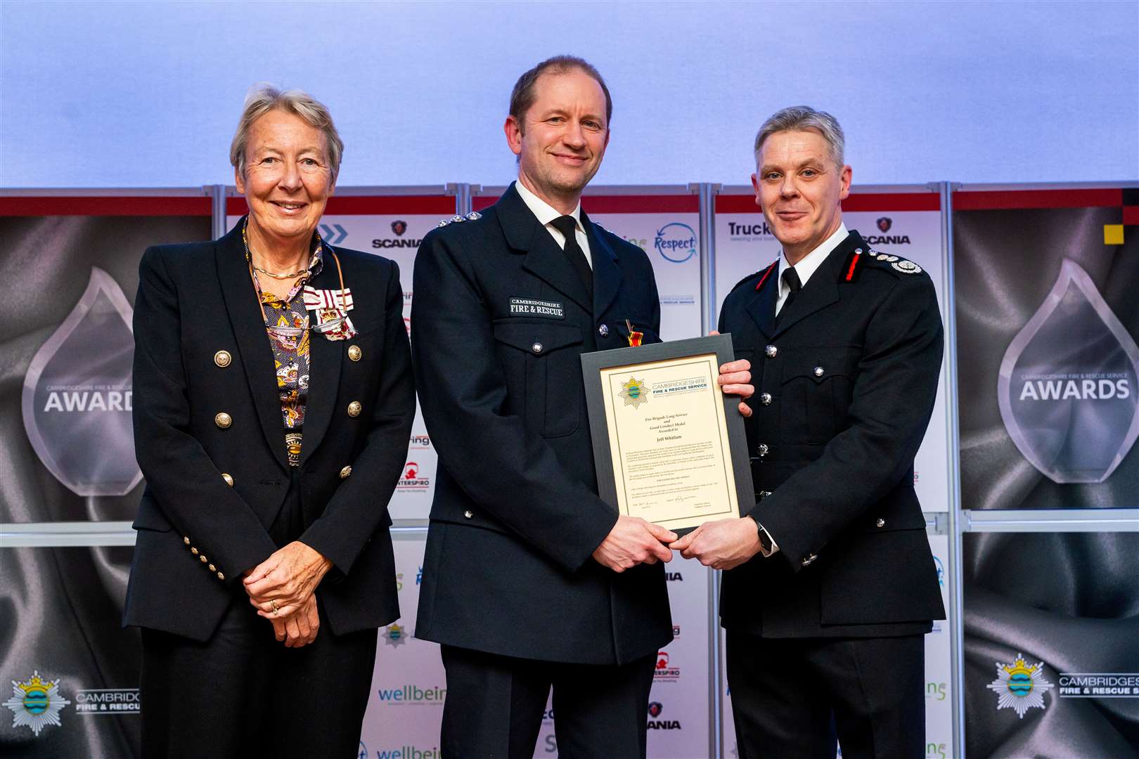 The certificate for Long Service and Good Conduct Medal awarded to Jeff Whitlam
