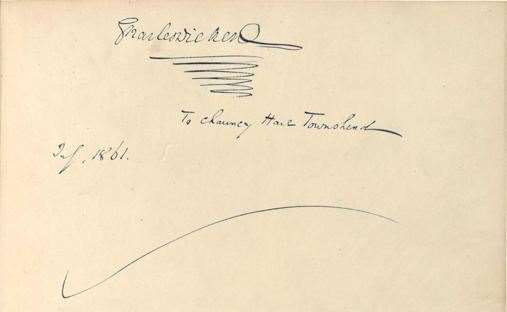 Dickens inscribed the manuscript as a gift to his friend Chauncy Hare Townshend, who bequeathed it to Wisbech and Fenland Museum. (63042468)