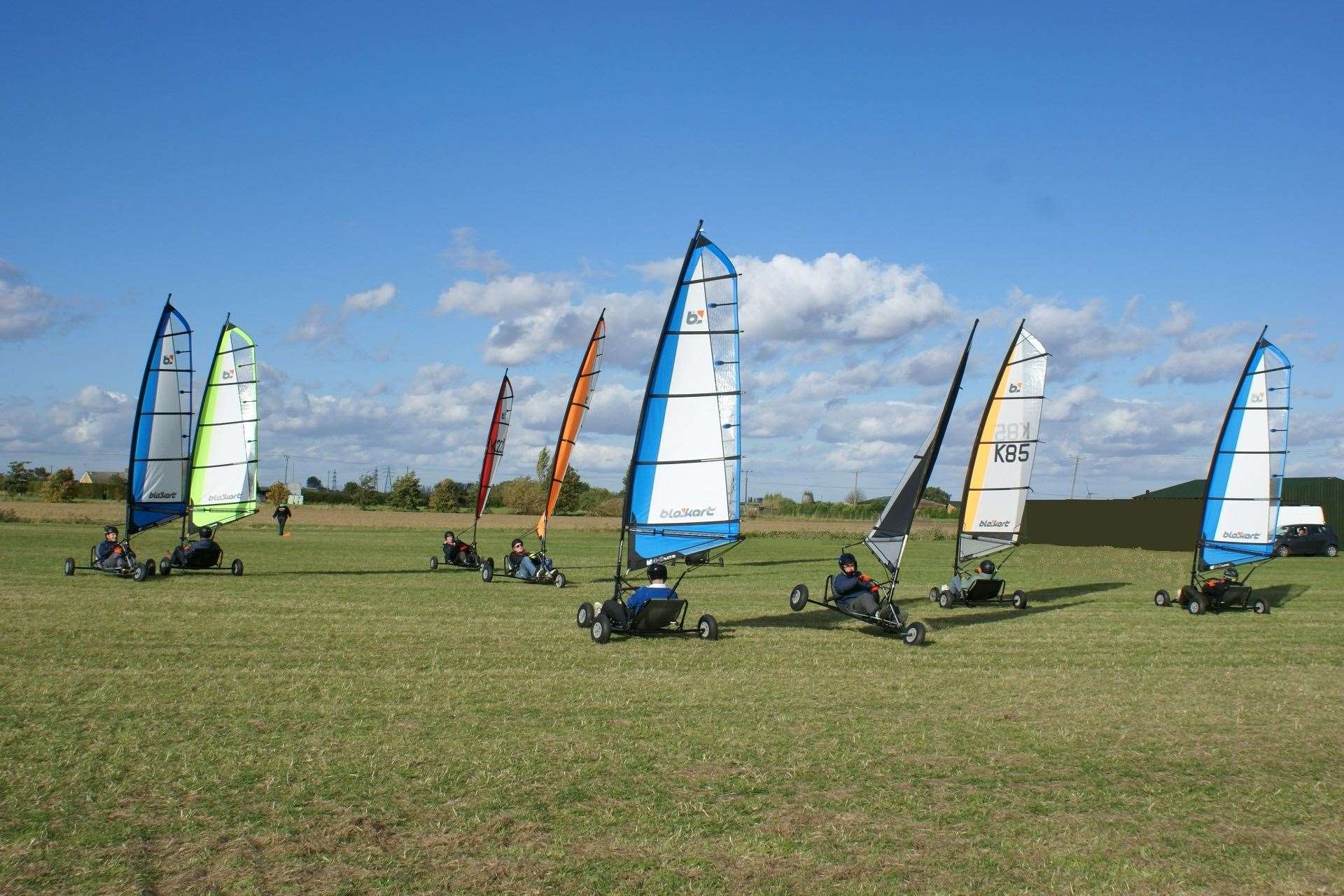 Sailing in the wind - Blokarts at the outdoor activity centre in March