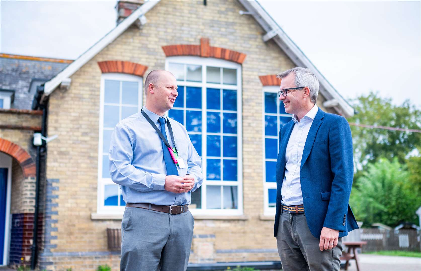 MP James Wild with Walpole Cross Keys Primary School assistant head teacher Bill Overton. Picture: Ian Burt/Barking Dog Media