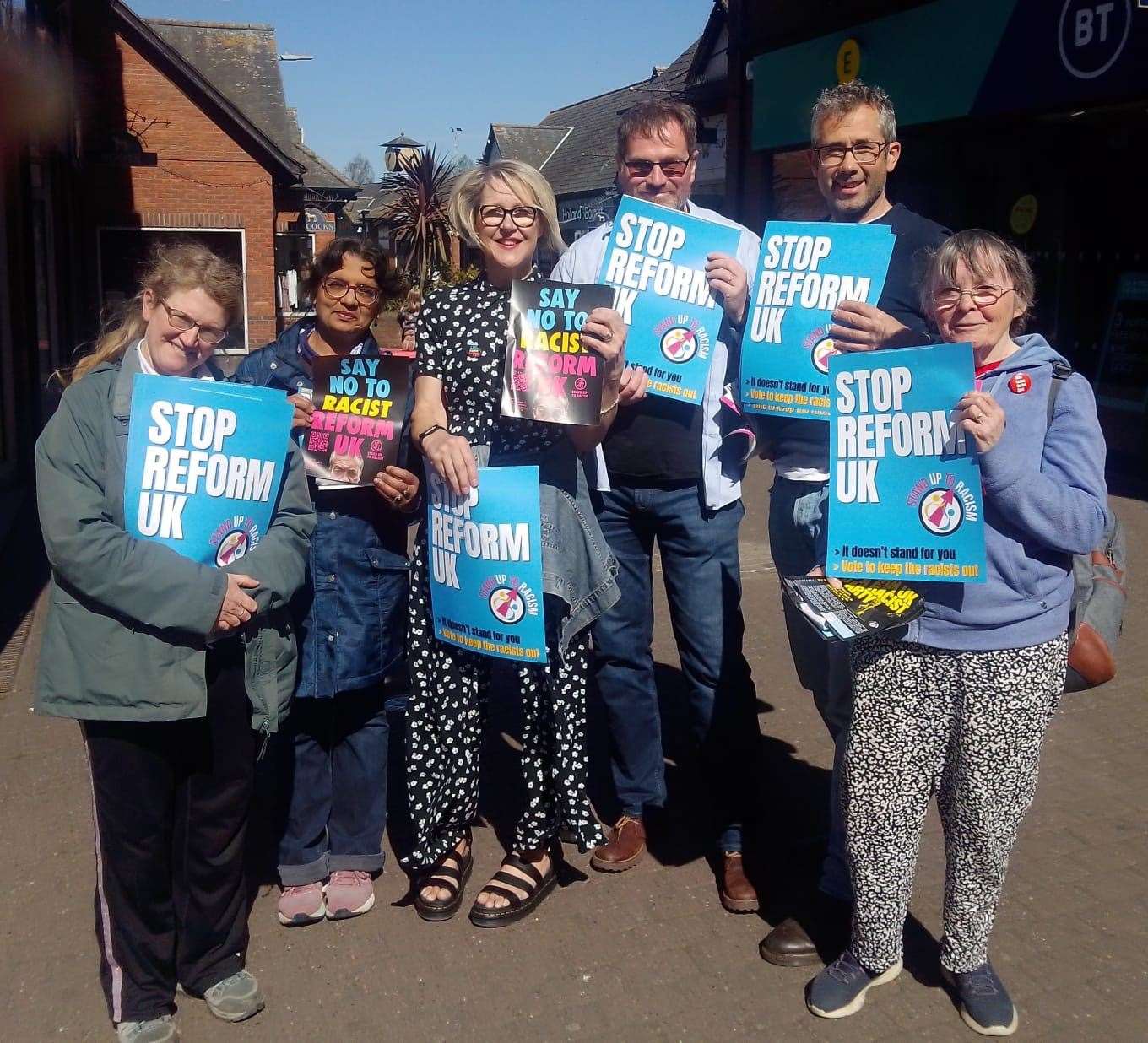 Some of the campaigners including Jo Rust (third from left) that took to the streets of Wisbech
